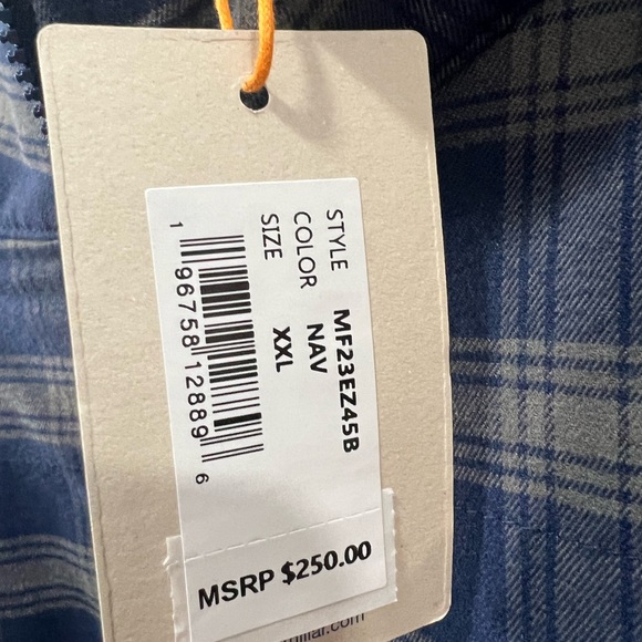 Mens Peter Millar Performance Flannel Gray Blue Plaid Men's Zip Jacket 2XL New